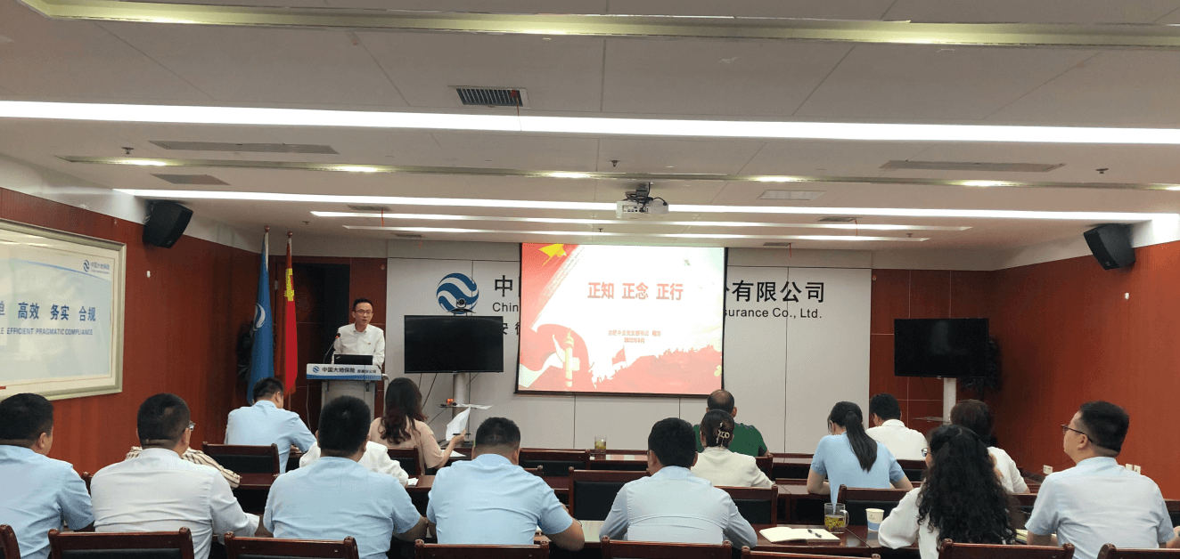 勠力同心谋发展 奋楫笃行促双百 ——中国大地保险合肥中心支公司党支部推动“双百强基工程”建设党员大会